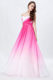 Elegant Ombre Light Plum Spaghetti Straps Sweetheart A-Line Chiffon Prom Dresses UK JS361