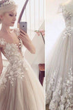 Gorgeous  Wedding Dresses Scoop Neck A-Line  Tulle With Appliques Floor Length