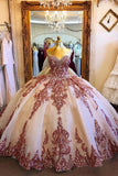 Princess Ball Gown Strapless Sweetheart Prom Dresses with Tulle, Beading Quinceanera Dresses SJS15524