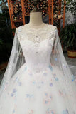 Hot Selling Scoop Neck Wedding Dresses Lace Up With Appliques And Handmade Flowers