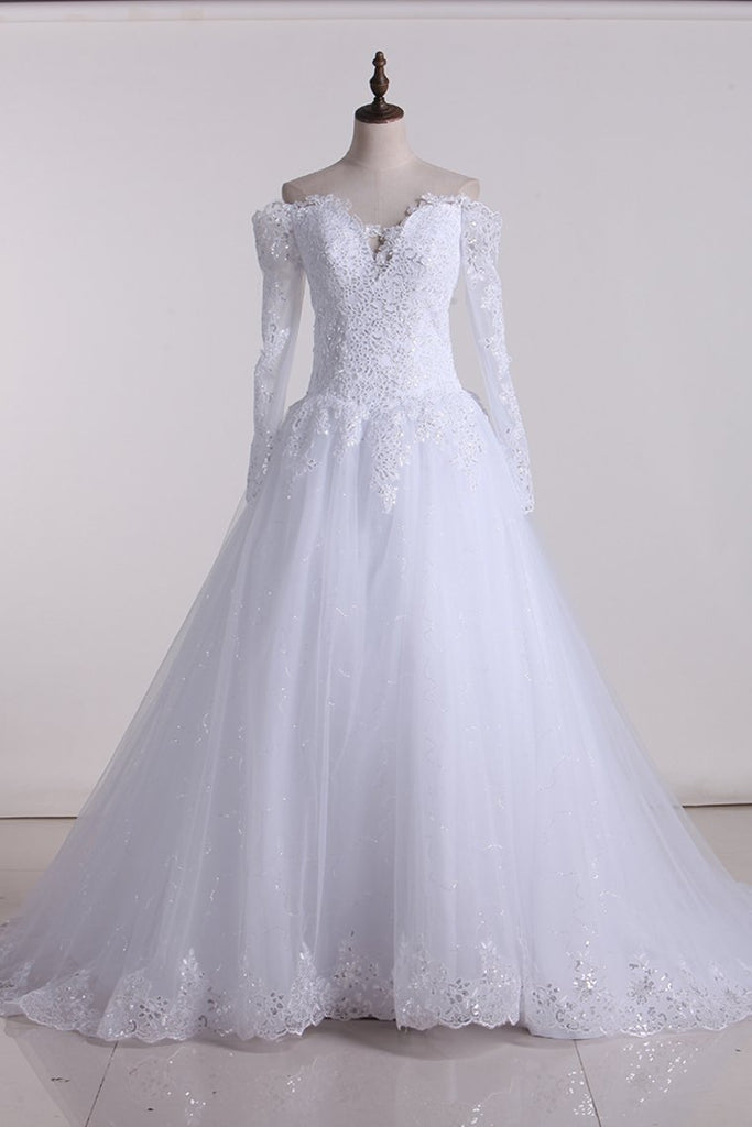Hot Wedding Dresses Sweetheart Ball Gown Tulle With Applique Online ...