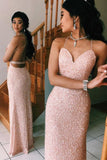 Sparkling Sequined Prom Dress With Open Back