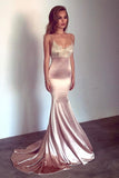 Spaghetti Straps Evening Dresses Mermaid With Applique Open Back