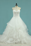 A Line Sweetheart Wedding Dresses With Applique And Beads Tulle