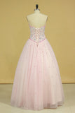 Sweetheart Ball Gown Quinceanera Dresses Tulle With Beads And Rhinestones New