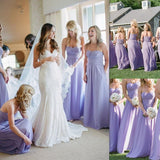 Elegant Lavender Strapless Chiffon Bridesmaid Dresses, Ruffles Wedding Party Dresses SJS15172