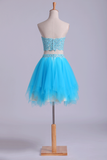 Sweetheart Short Homecoming Dresses Tulle With Applique & Beads