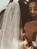 Spaghetti Straps Mermaid Satin Sheath Ivory Wedding Dresses, Wedding Gowns SJS15417