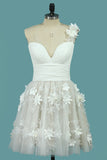 Homecoming Dresses One Shoulder Tulle With Applique And Ruffles Knee Length