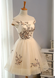 Embroidery Homecoming Dresses Tulle Short Party Dresses A Line Prom Dresses GD00015