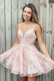 Spaghetti Strap A Line Appliques Homecoming Dress Tulle