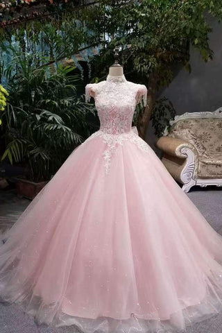New Arrival Pink Quinceanera Dresses Lace Up With Appliques And Beading Lace Up