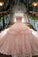 Tulle Awesome Pink Wedding Dresses Off The Shoulder Lace Up With Appliques And Crystals