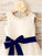 Ivory A-line Scoop Sleeveless Bowknot Tea-Length Tulle Flower Girl Dresses With Belt GD00005
