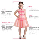 A-Line Tulle Beads Appliques Scoop Blush Pink Button Cap Sleeve Flower Girl Dresses JS888
