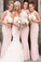 Cheap Elegant Long A-Line Halter Pink Satin Mermaid Bridesmaid Dresses JS15