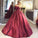 2023 Dark Red Lace Long Sleeve Prom Dress Off-the-Shoulder Ball Gown Quinceanera Dress JS392