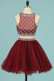Hot Selling Homecoming Dresses Scoop A-Line Beaded Bodice Tulle Short/Mini