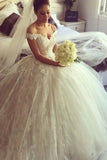 Tulle & Lace Off The Shoulder Wedding Dresses Ball Gown With Applique
