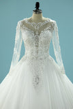 Gorgeous Scoop Wedding Dresses Glitter Tulle With Beading Zipper Back Long Train