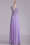 Sexy Open Back See-Through Prom Dresses V Neck Chiffon With Beads And Applique