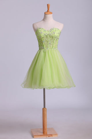 Sweetheart A Line Tulle Homecoming Dress With Beads & Applique