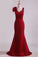 Evening Dresses V Neck Satin With Bow Knot Sweep Train Mermaid