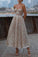 Strapless A Line Sparkly School Party Dresses Ankle Length Prom Dresses