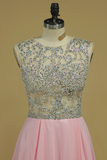 Homecoming Dresses Scoop Cap Sleeves Beaded Bodice A Line Chiffon