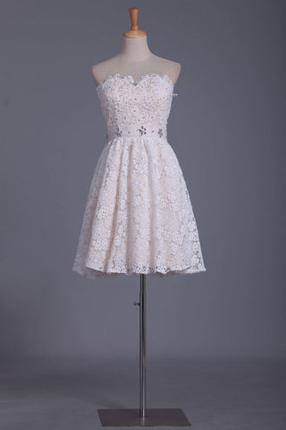 A Line Sweetheart With Beading Homecoming Dresses Lace Short/Mini