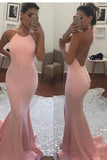 New Arrival Sexy Open Back Halter Spandex Prom Dresses Mermaid Zipper Up