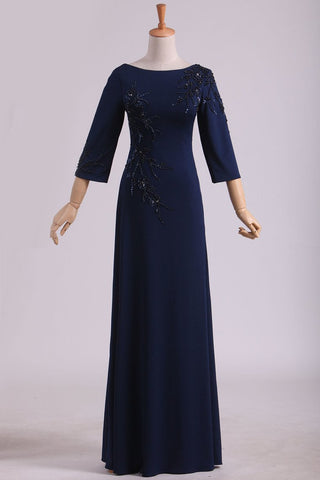 3/4 Length Sleeve Mother Of The Bride Dresses Bateau Spandex With Beads
