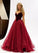 Charming V-Neck A-Line Organza Backless Strapless Noble Long Red Fashion Prom Dresses JS44