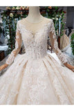 Ball Gown Wedding Dresses One Meter Train Scoop Top Quality Appliques Tulle