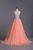 Glistening Sweetheart Prom Dresses Beaded With Shiny Rhinestone Tulle
