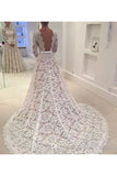 Soft Lace Wedding Dresses A Line Long Sleeves High Neck