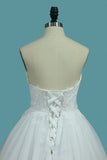 A Line Sweetheart Tulle Wedding Dresses With Appliques Sweep/Brush Train