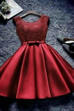 Homecoming Dresses Bridesmaid Dresses A Line Scoop Lace Bodice Satin Lace Up