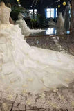 Luxury Floral Scoop Neck Tulle  Wedding Dresses Lace Up With Appliques And Rhinestone