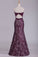 Sweetheart Prom Dresses Mermaid/Trumpet Pleated Bodice Lace Grape Floor Length