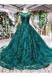 Ball Gown Wedding Dresses Scoop Aline Top Quality Appliques Tulle Beading Short Sleeves