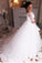 Ball Gown Lace Tulle 3/4 Sleeves Scoop White Lace up Wedding Gowns Wedding Dresses JS309