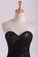 Evening Gown Sweetheart Mermaid Floor Length Corset Black Lace Tulle Illusion