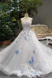 Low Price Floor Length Wedding Dresses Lace Up Strapless With Handmade Butterfly