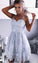 A-Line Spaghetti Straps Knee-Length Gray Lace Sweetheart Prom Homecoming Dress JS657