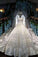 Marvelous High-End Satin Strapless Wedding Dresses Lace Up With Beads Royal Train