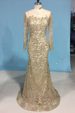 Bling Bling Evening Dresses Mermaid Scoop Sweep/Brush Sequins Lace With Rhinestones