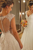 Charming V-Neck A-Line Wedding Dress With Appliques