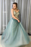 A-Line Spagahetti Straps Sweetheart Beades Long Prom Dresses Evening SJSPQTT3PE6