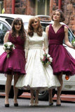 Ball Gown V-Neck Elegant Modest Cocktail Dresses Bridesmaid Dresses
